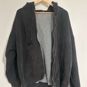 Brandy Melville Charcoal Zip-Up Sweater